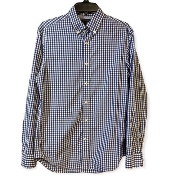 Banana Republic Sz S Blue White Check Western Rustic Long Sleeve Shirt - Picture 1 of 7